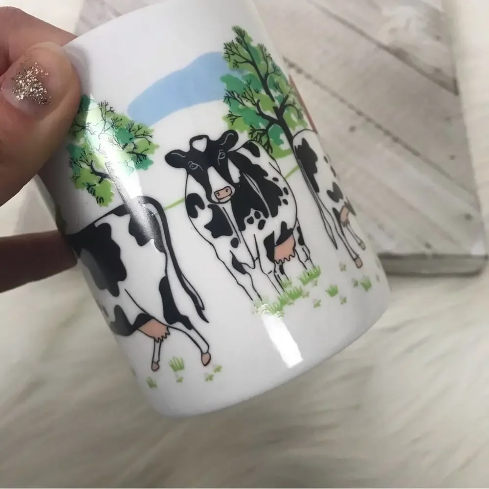 Vintage Farmhouse Cow Print Coffee Mug from 1997